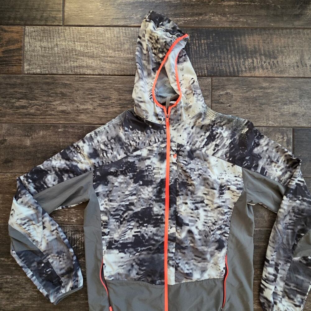 Nike Gray and Black Utility Jacket with Bright Orange Accents